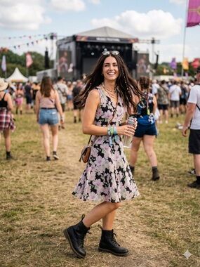 Ann Taylor 100% Silk Black Floral Y2K 90's Fit & Flare Flowy Goth Dress Size 2